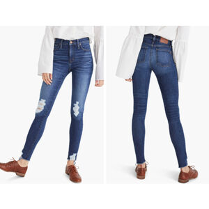 Madewell 9-Inch High Waist Skinny Jeans Womens 28 Blue Denim Distressed H0317